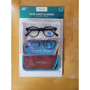 FELIX KIDS BLUELIGHT READING GLASSES , 2 PAIRS Black & Grey Crystal +0.00